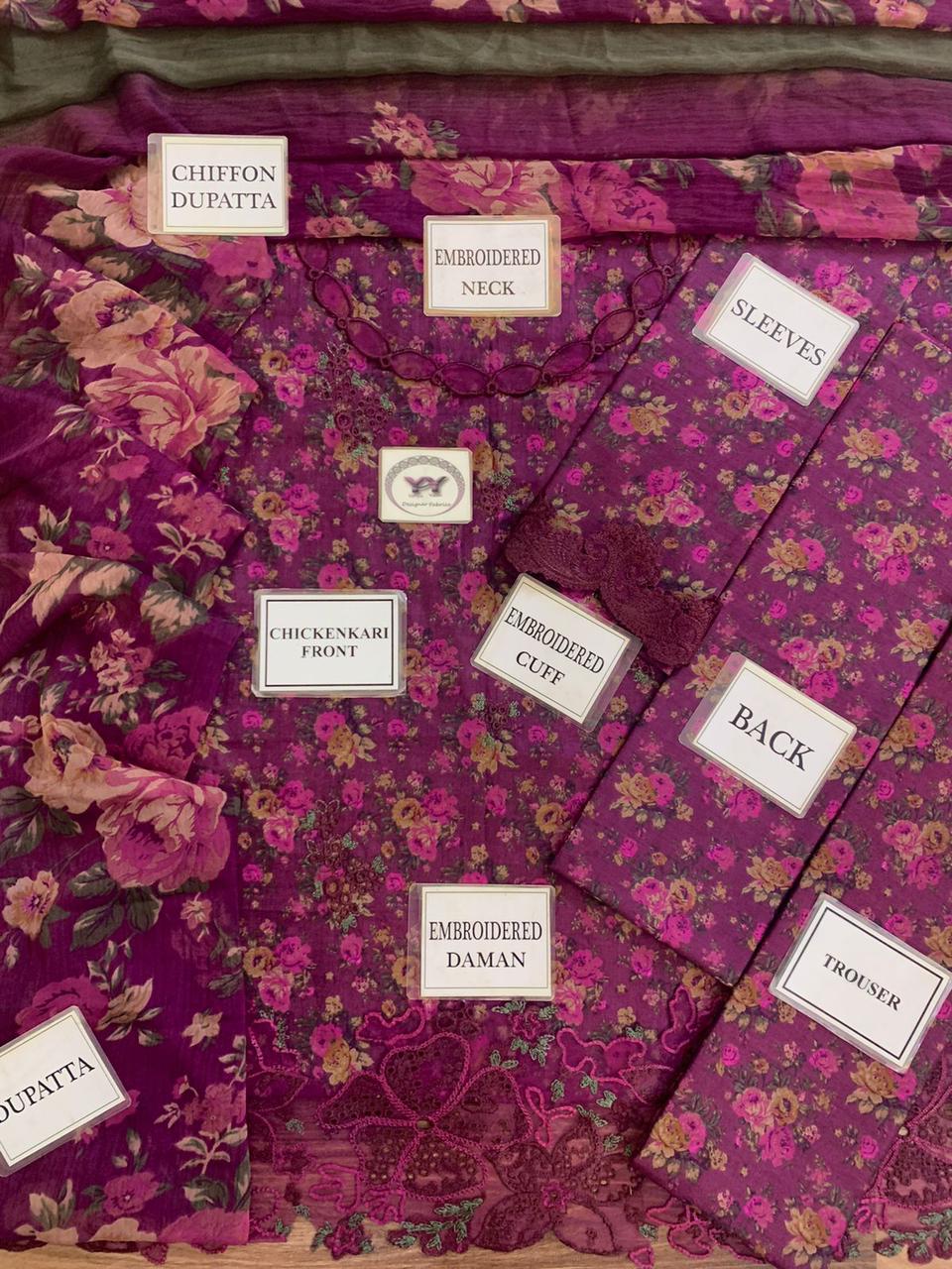 Iznik Lawn Collection EFL-09 | Premium Embroidered Floral Unstitched Suit - Image 7