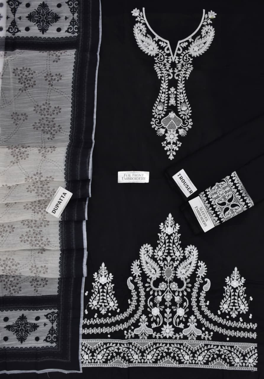 JAZMIN Lawn Embroidered 3pc Unstitched Suit | Premium Ethnic Wear Collection - Image 4