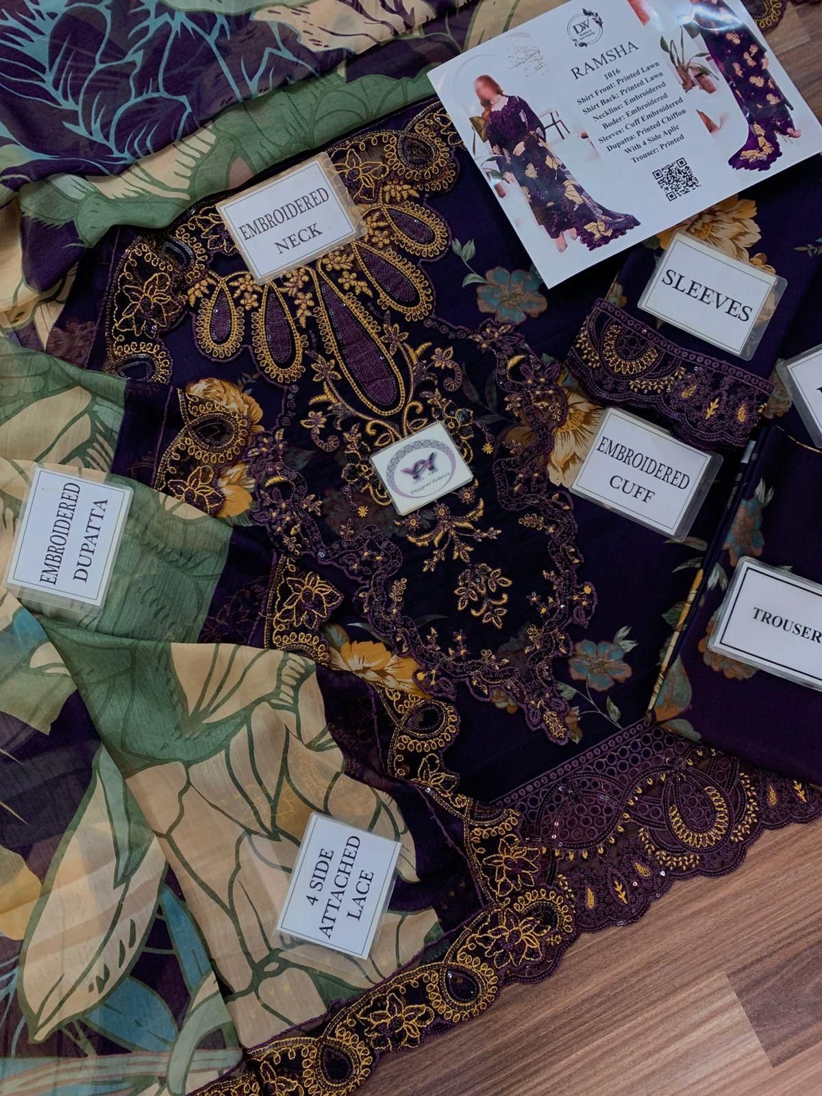 RAMSHA CHIFFON DUPATTA | Premium Lawn 3pc Unstitched | Designer Embroidery - Image 17