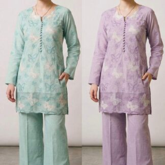 Premium Embroidered Cotton Chikankari Butterfly Suit
