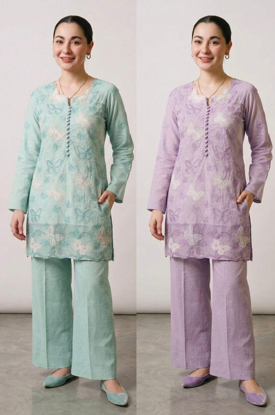 Premium Embroidered Cotton Chikankari Butterfly Suit