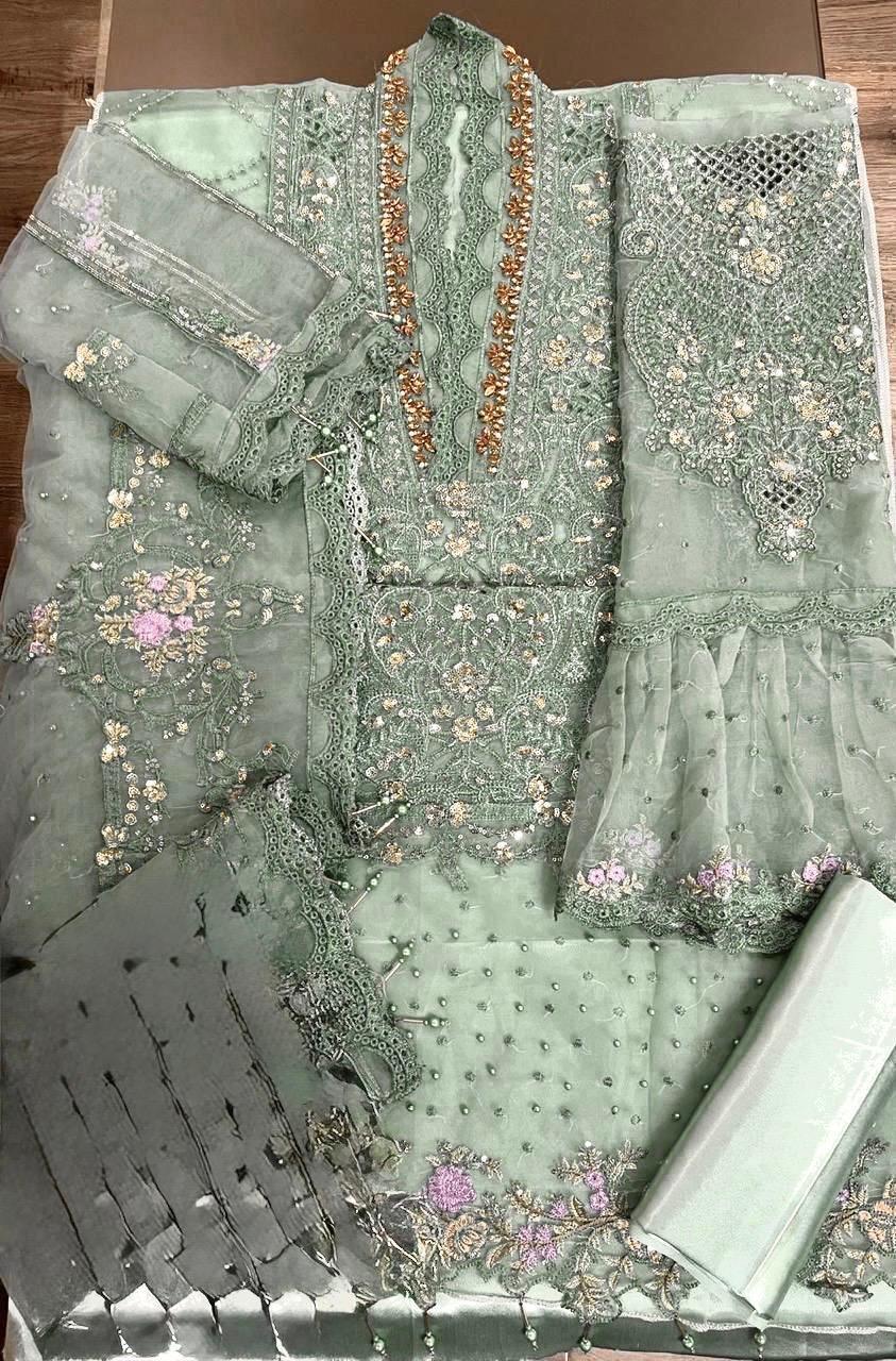Premium Embroidered Organza Luxury Suit - Image 4