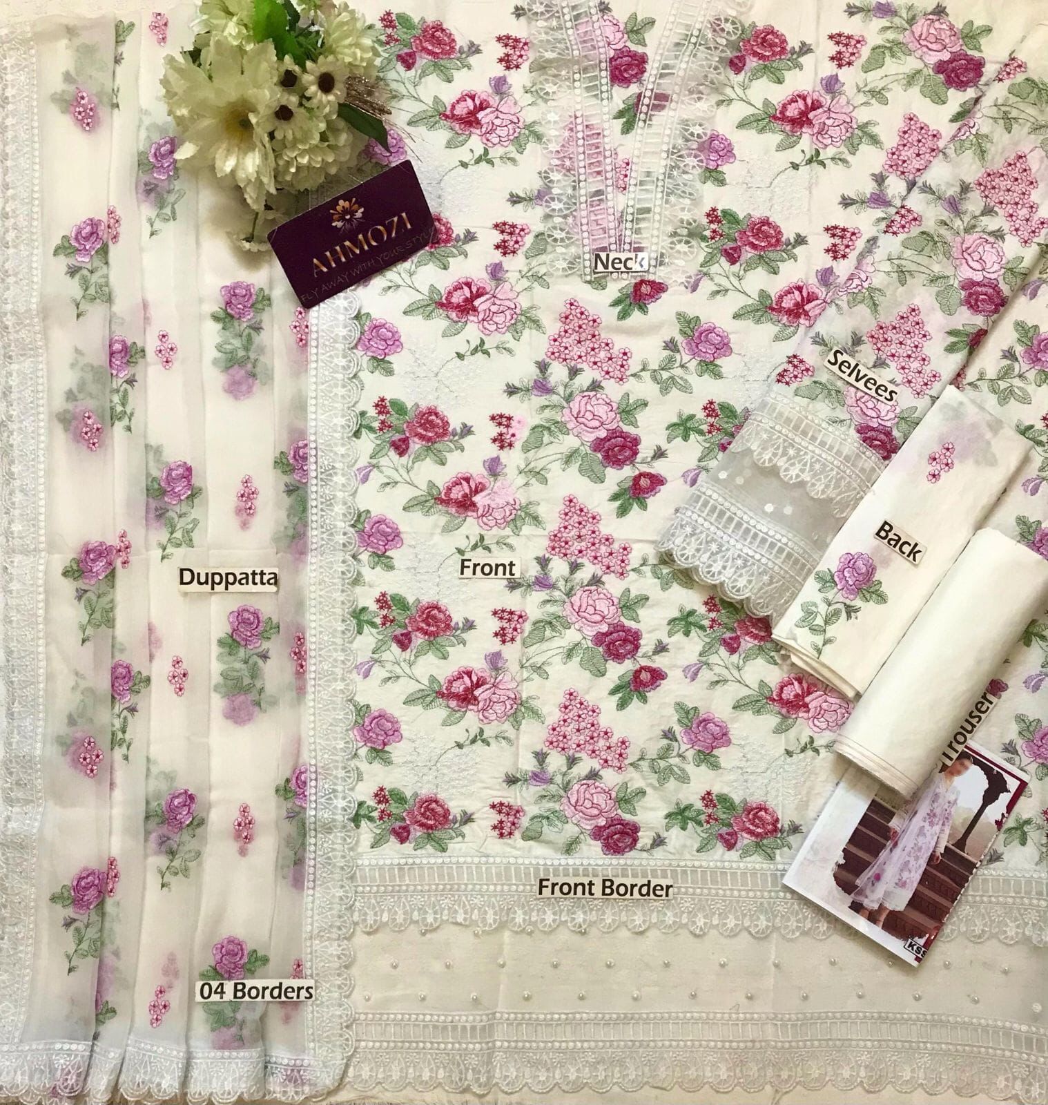 AHMOZI Premium Embroidered Cotton Chikankari Suit - Image 6