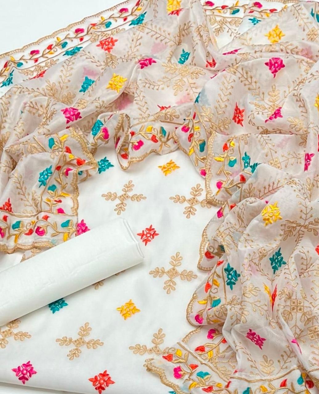 Elafa Premium Embroidered Cotton Chikankari Suit - Image 4