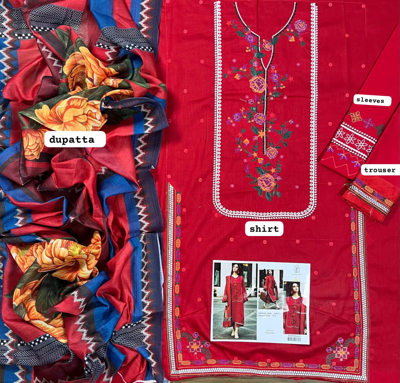 Sapphire Premium Embroidered Lawn Suit with Digital Print Dupatta - Image 3