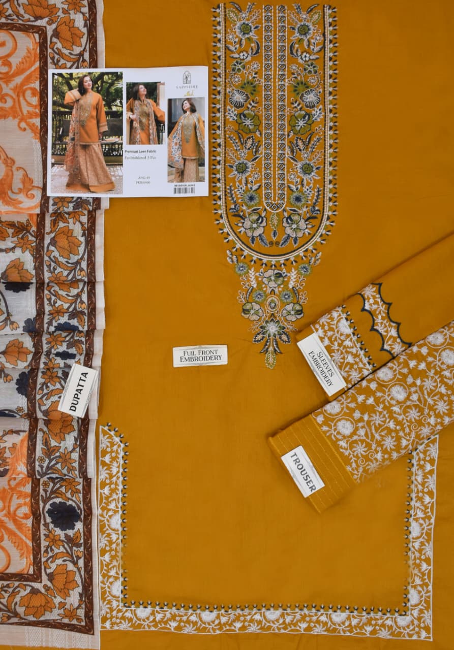 Sapphire Premium Embroidered Cotton Lawn Suit - Image 4
