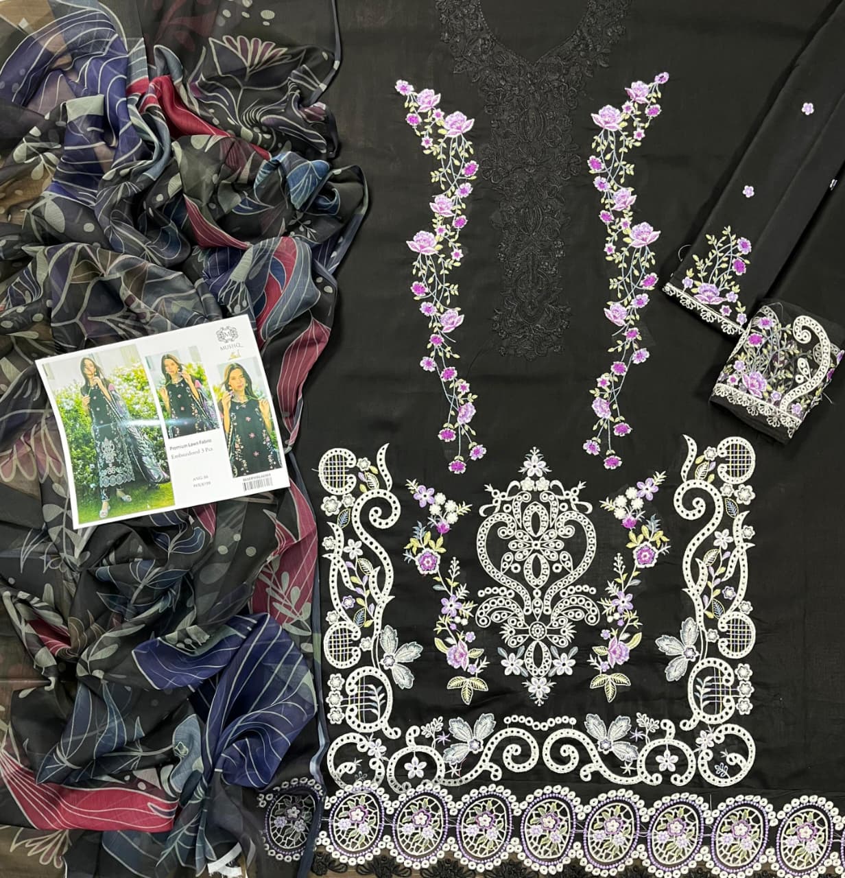 MUSHQ Premium Embroidered Cotton Chikankari Suit - Image 3