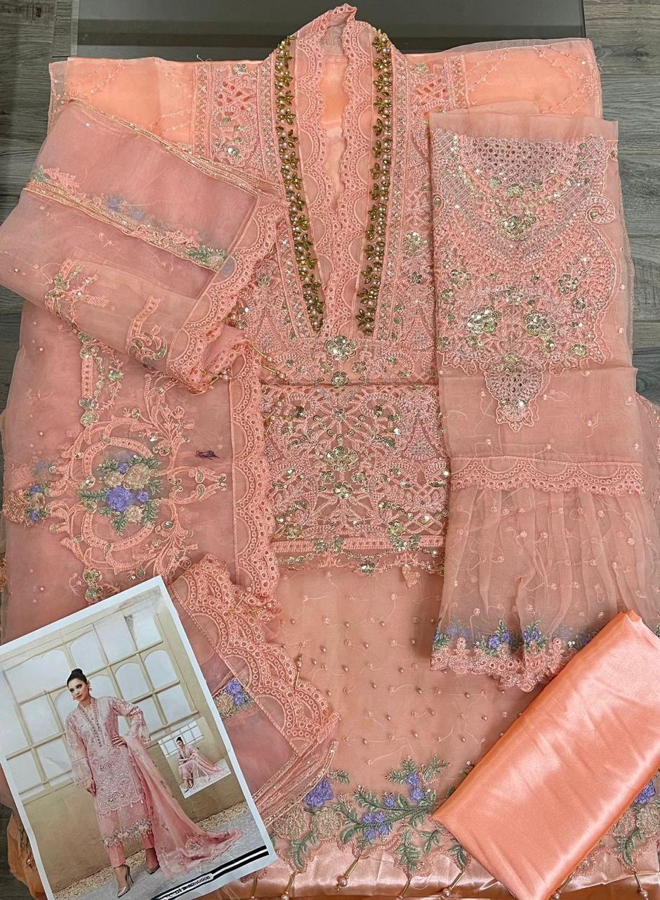 Premium Embroidered Organza Luxury Suit - Image 5