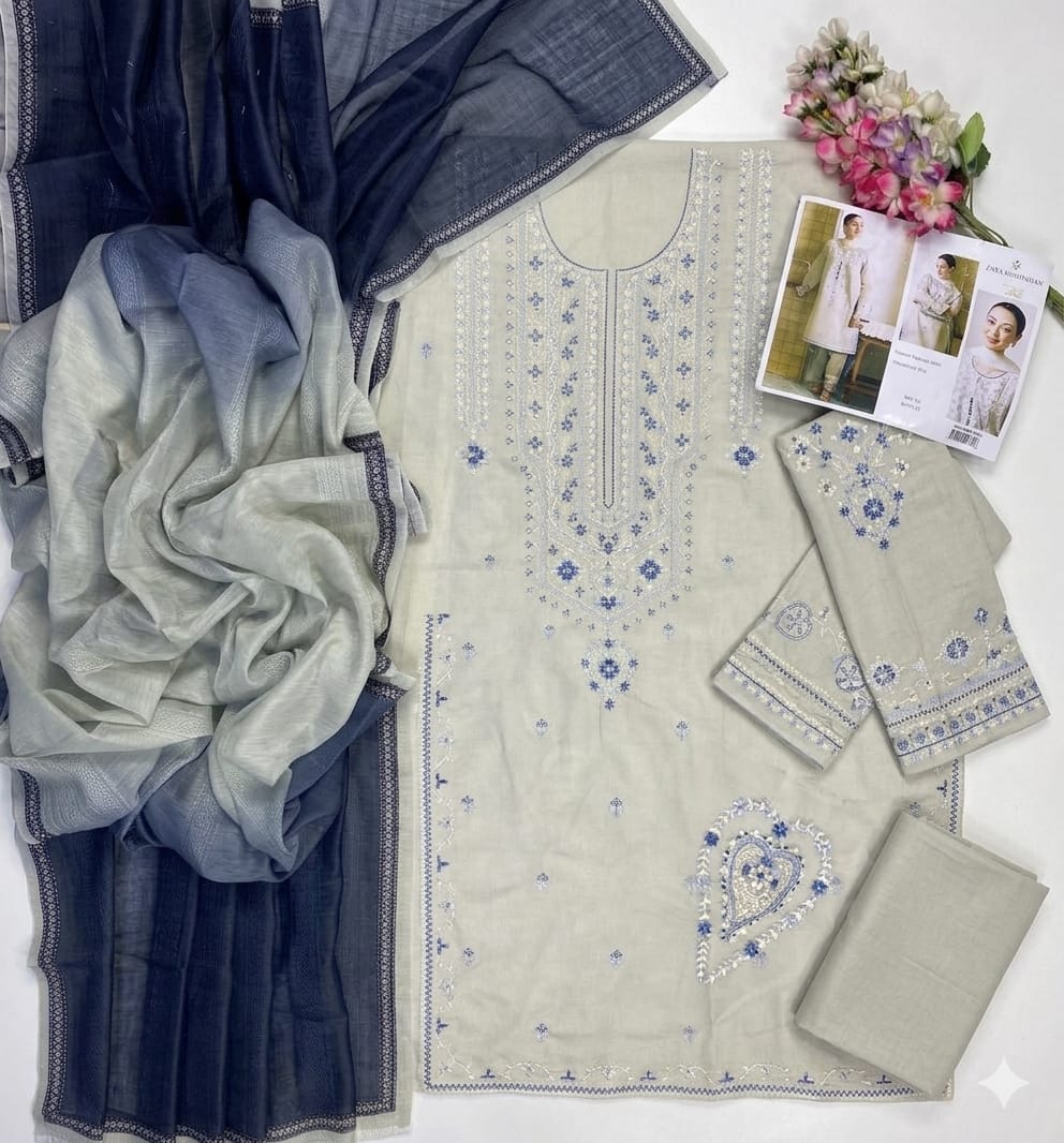 Zara Khaas Premium Embroidered Cotton Suit - Image 4