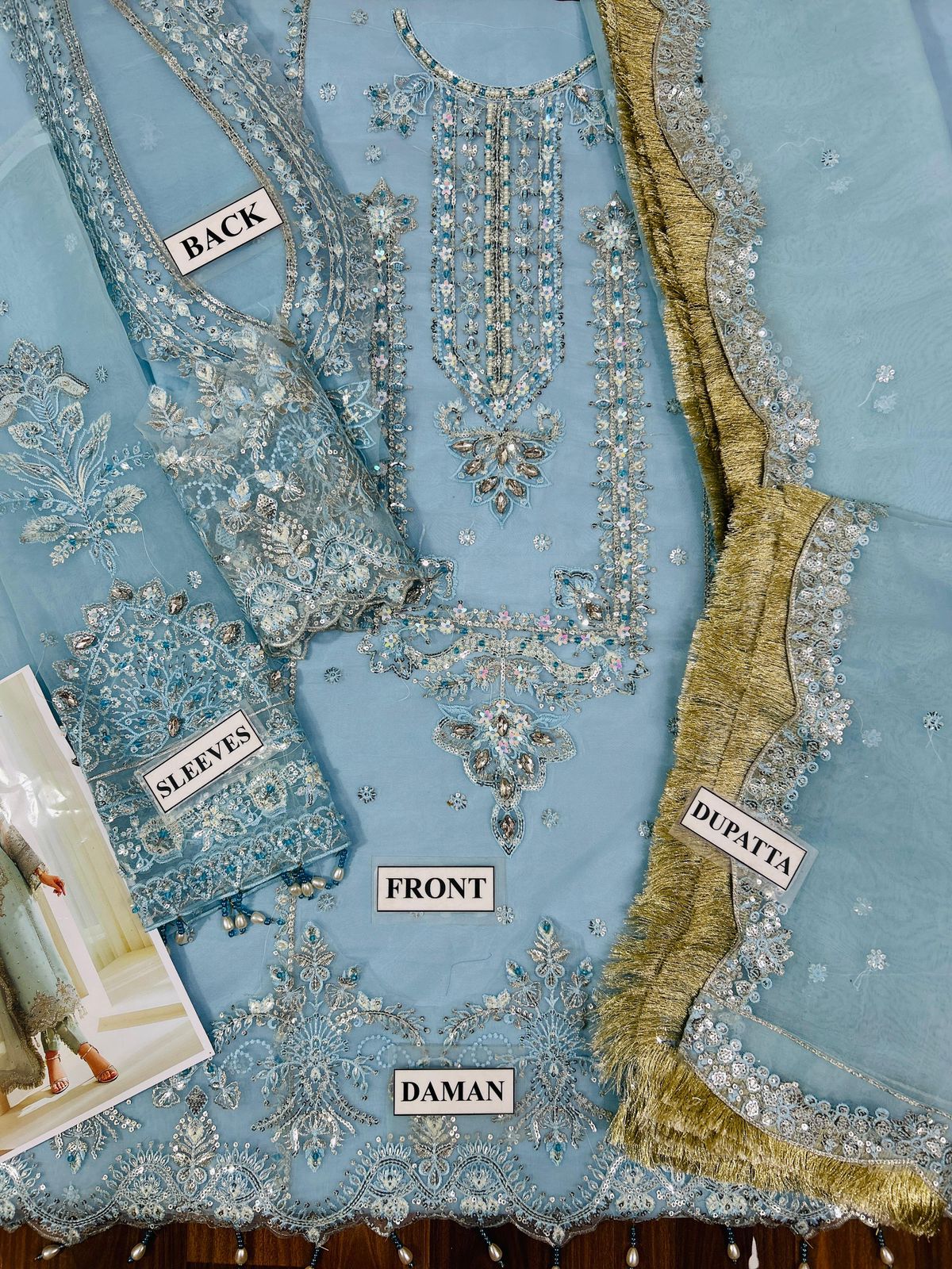 Luxury Embroidered Chiffon Formal Suit - Image 8