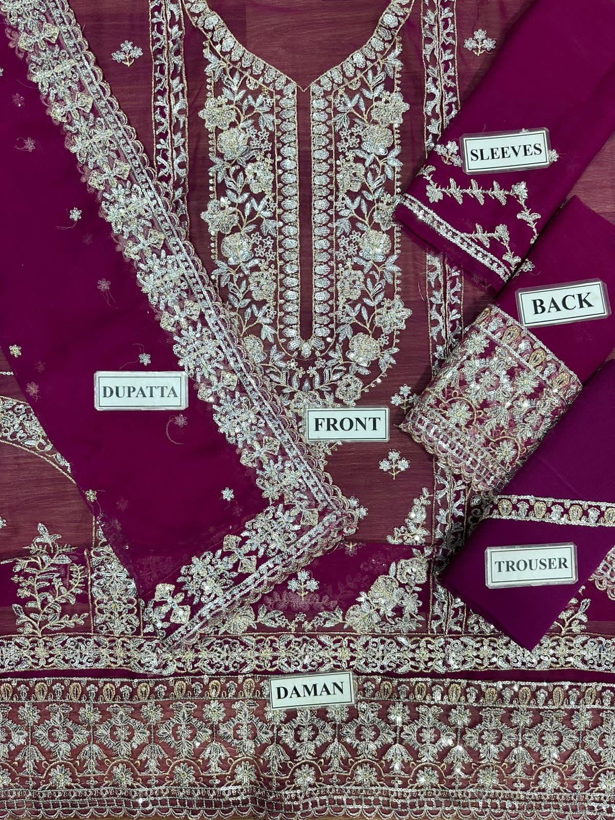 Luxury Embroidered Net Suit with Intricate Sequin Work - Brand & Collection Identity: This exquisite ensemble represents