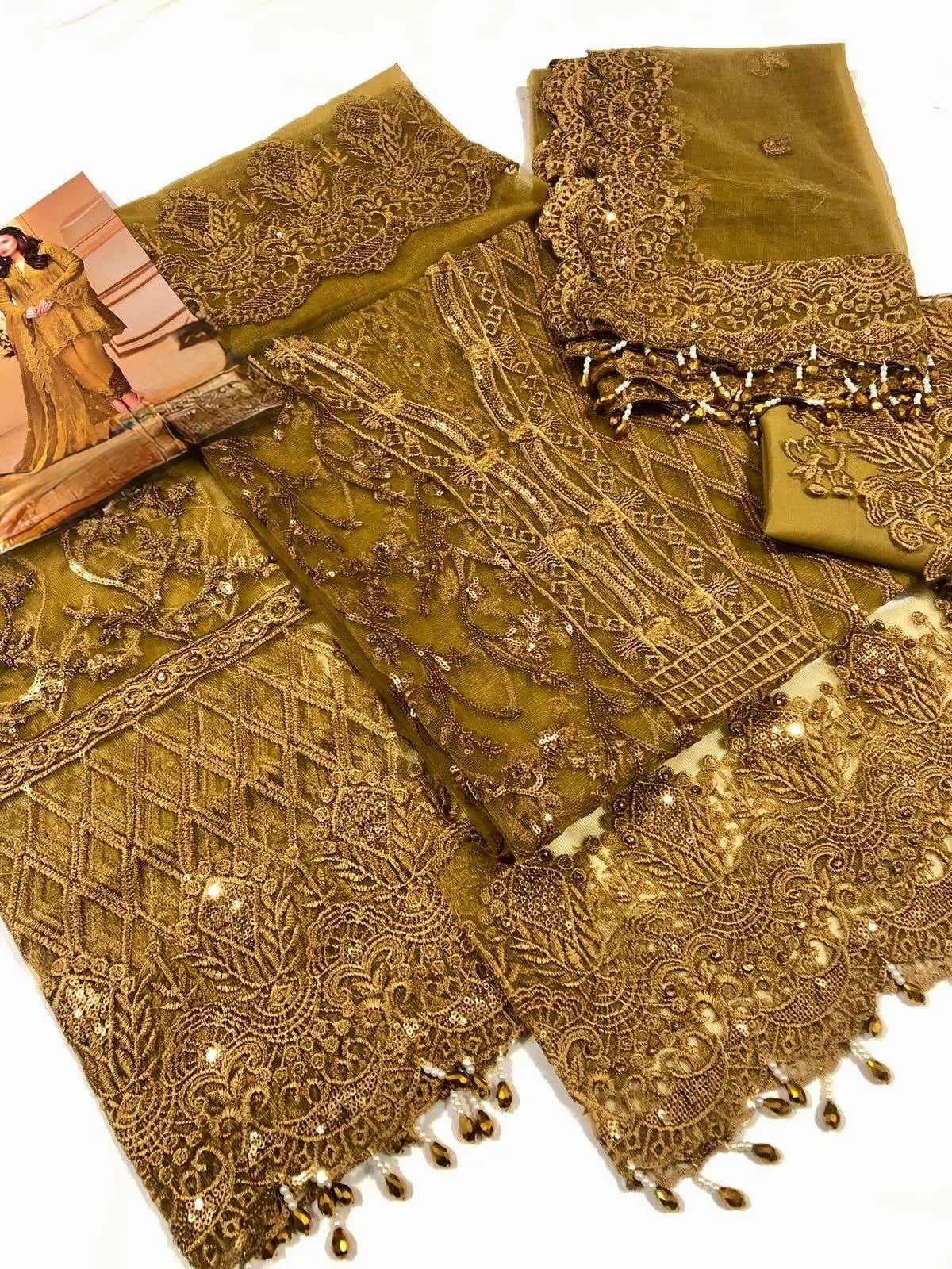 Luxurious Embroidered Net Suit with Sequin Embellishments - Image 4