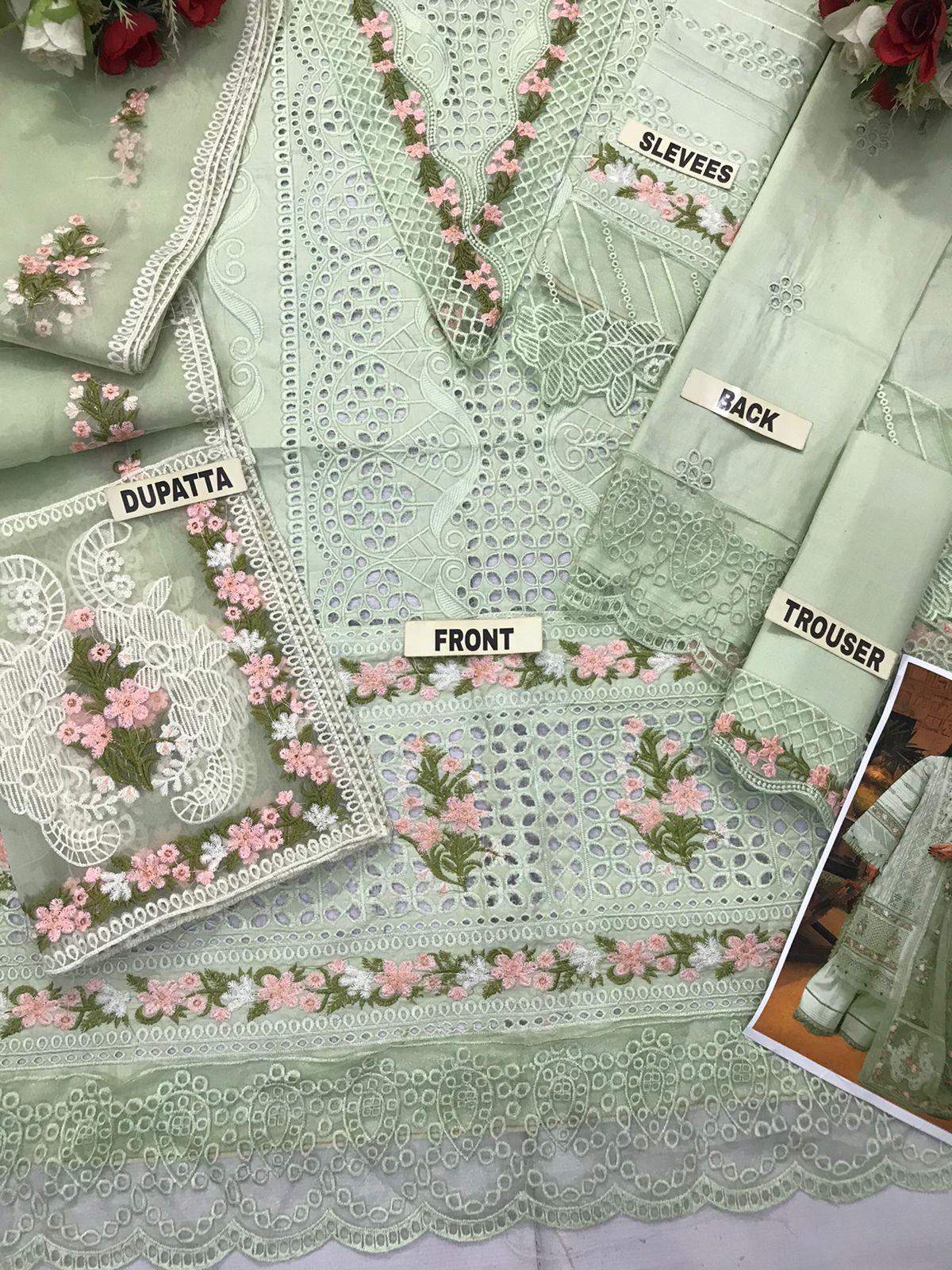 Elafi Premium Embroidered Cotton Chikankari Suit - Image 6