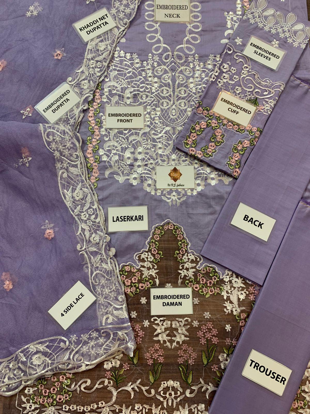RS FABRICS Luxury Laserkari & Embroidered Khaddi Net Suit - Image 10