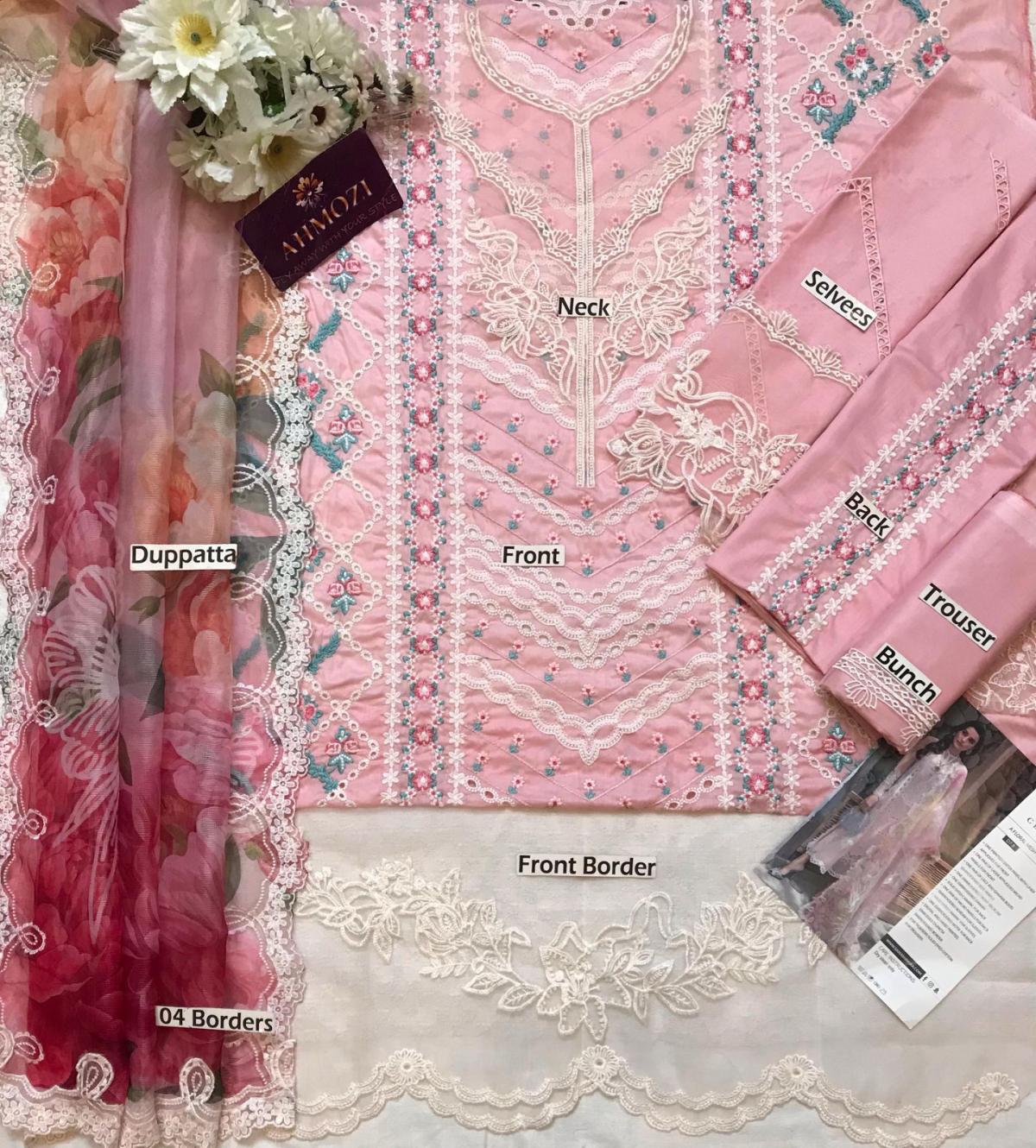 AHMOZI Premium Embroidered Cotton Chikankari Suit - Image 9