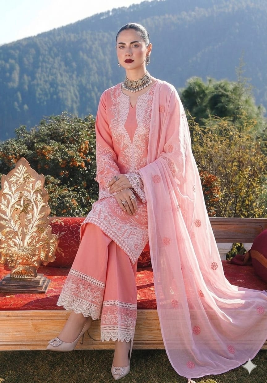 CRINKLE Premium Embroidered Cotton Lawn Suit -
Brand & Collection Identity: From the esteemed CRINKLE
