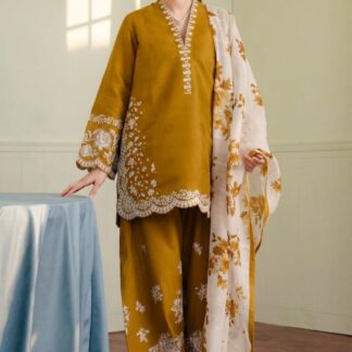 Zara Shahjahan Premium Embroidered Lawn Suit with Digital Print Dupatta - Brand & Collection Identity: Elevate your wardr
