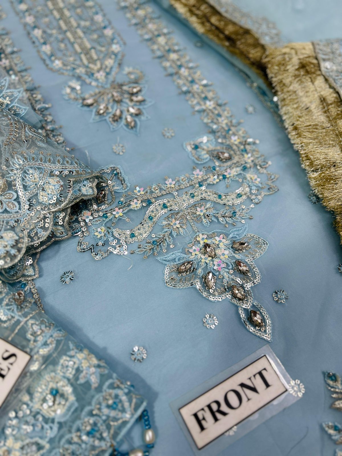 Luxury Embroidered Chiffon Formal Suit - Exclusive Boutique Design & Craftsmanship: Experience the epitome