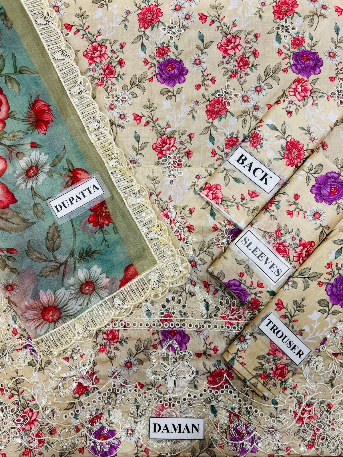 Premium Digital Printed Floral Embroidered Ladies Suit - Brand & Collection Identity: Unveiling a truly exquisite