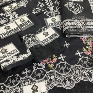 HR DESIGNER Premium Embroidered Cotton Suit with Digital Print Organza Dupatta - Fabric Quality & Premium Type: From the