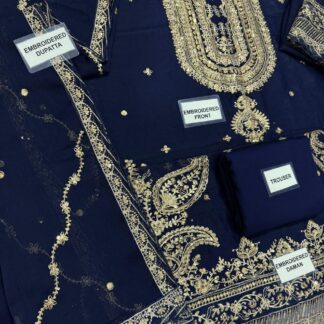 Elaff Premium Embroidered Navy Chikankari Suit