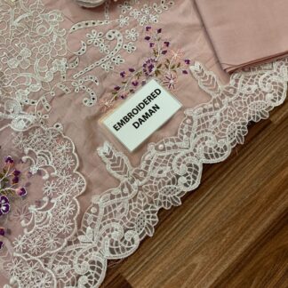 R.S Fabrics Premium Embroidered Chikankari Suit with Organza Dupatta
