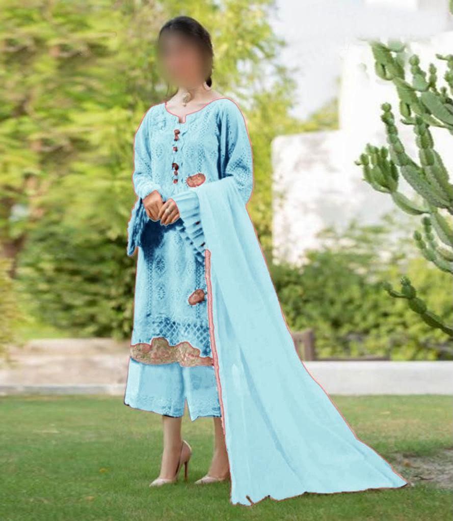 Eesha Collection Premium Embroidered Chikankari Style Ladies Suit - Image 2