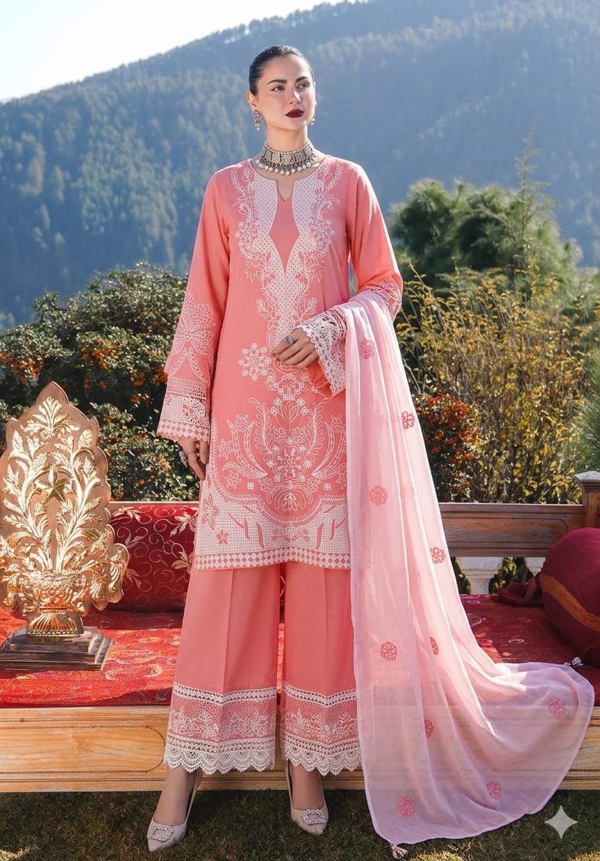 CRINKLE Premium Embroidered Cotton Lawn Suit - Image 2