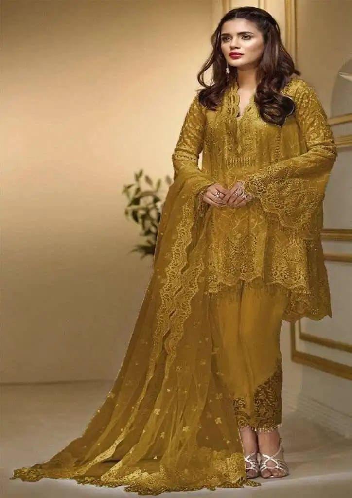 Luxurious Embroidered Net Suit with Sequin Embellishments - Image 2