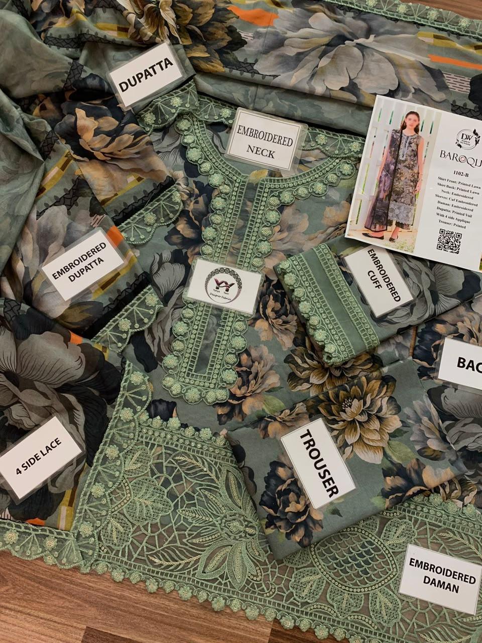 Baroque Premium Embroidered Lawn Suit - Image 2