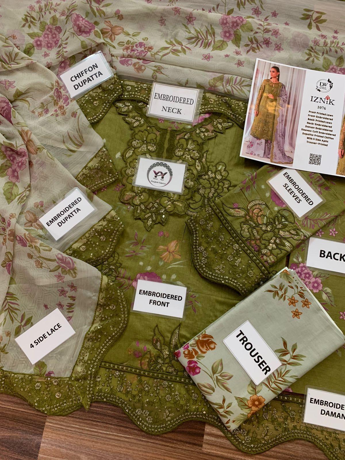 IZNIK Premium Embroidered Lawn Suit - Image 2