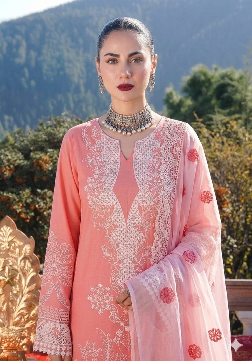 CRINKLE Premium Embroidered Cotton Lawn Suit - Image 3