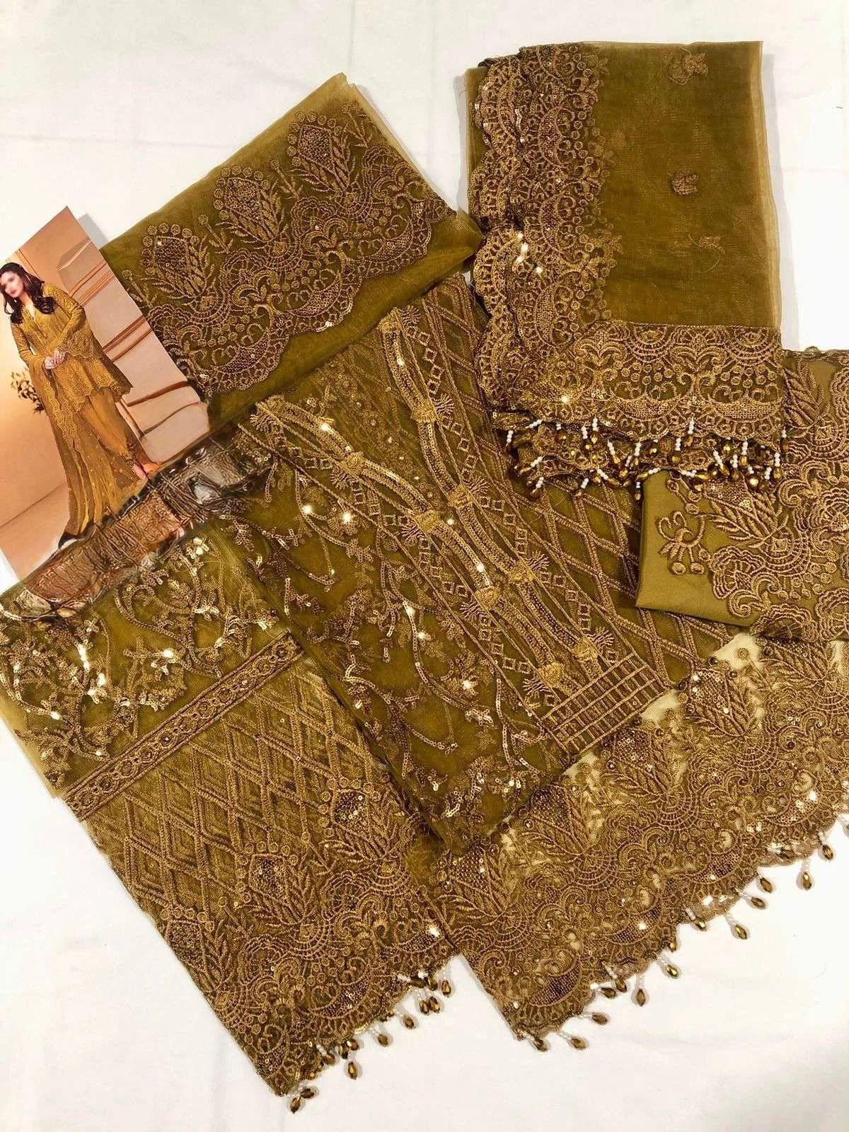 Luxurious Embroidered Net Suit with Sequin Embellishments - Image 3