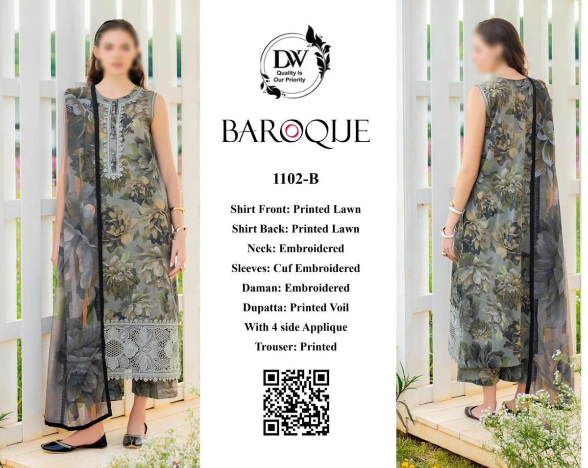 Baroque Premium Embroidered Lawn Suit - Image 3