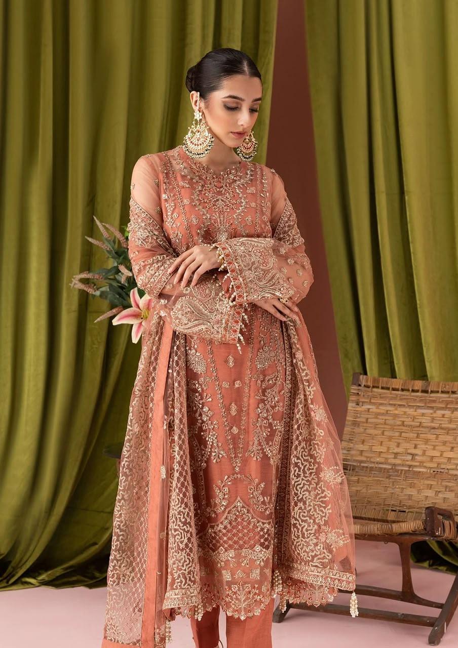ZAHA Premium Embroidered Organza Suit - Image 3