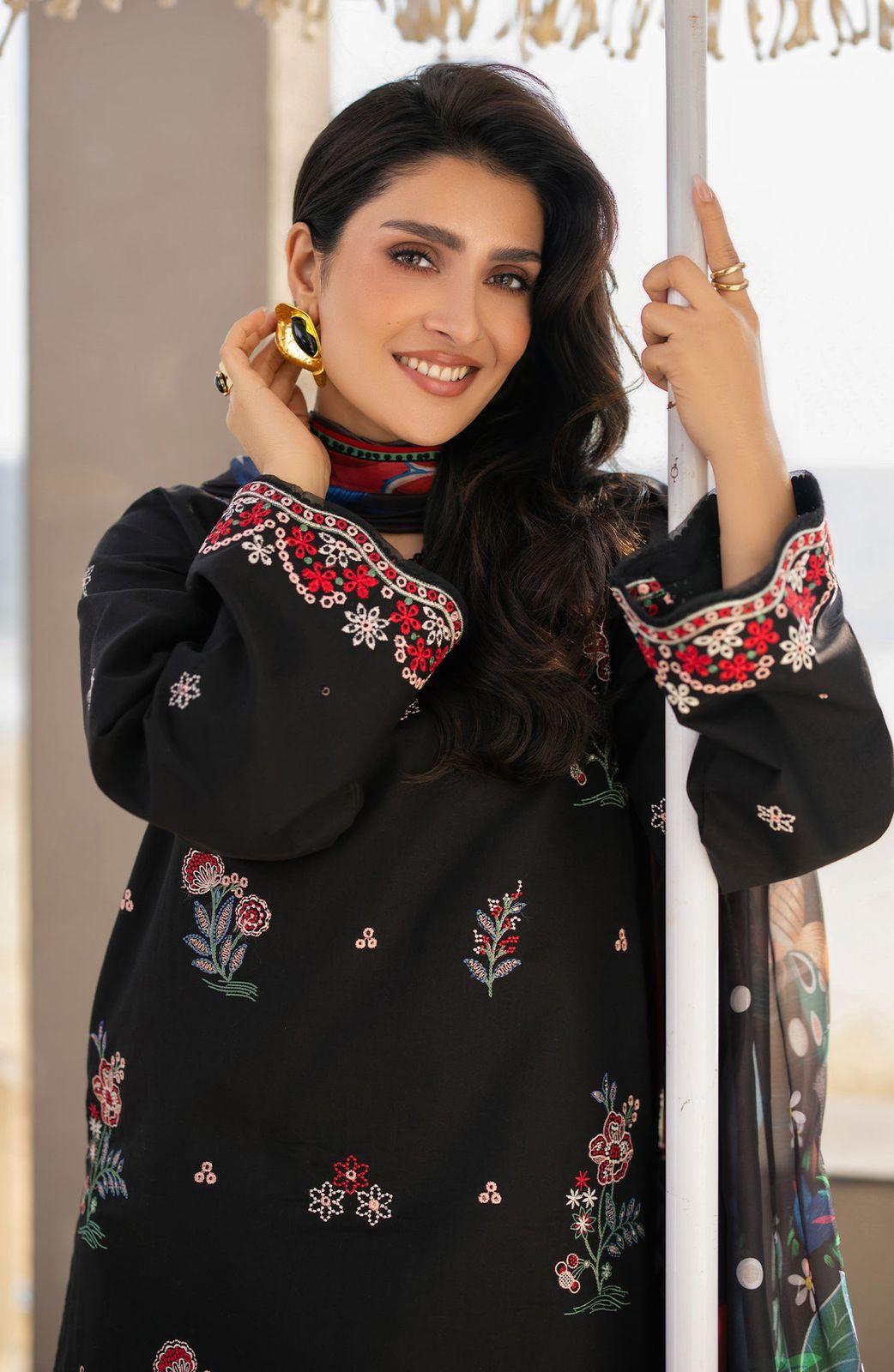 Premium Embroidered Chikankari Ladies Suit with Digital Silk Dupatta - Image 4