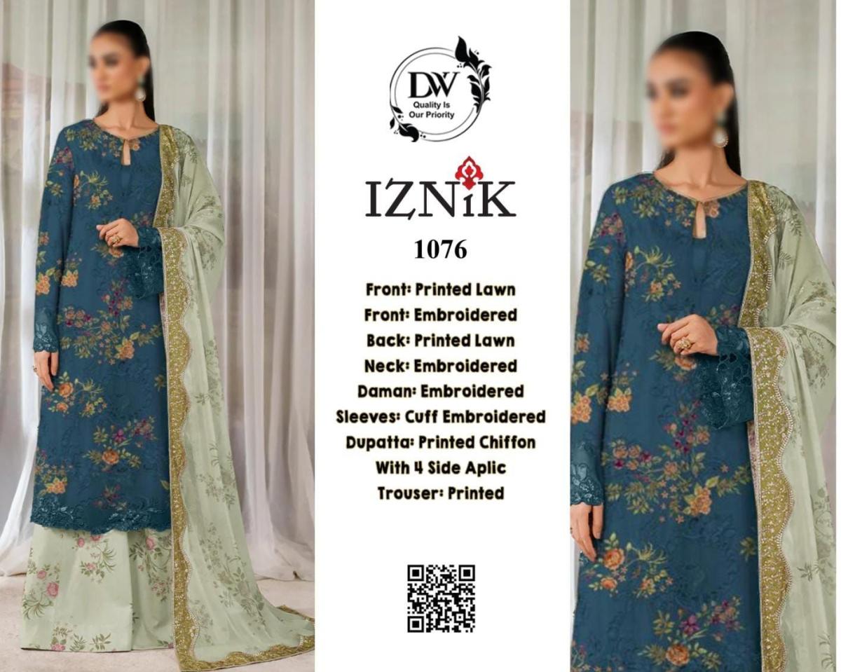 IZNIK Premium Embroidered Lawn Suit - Image 4