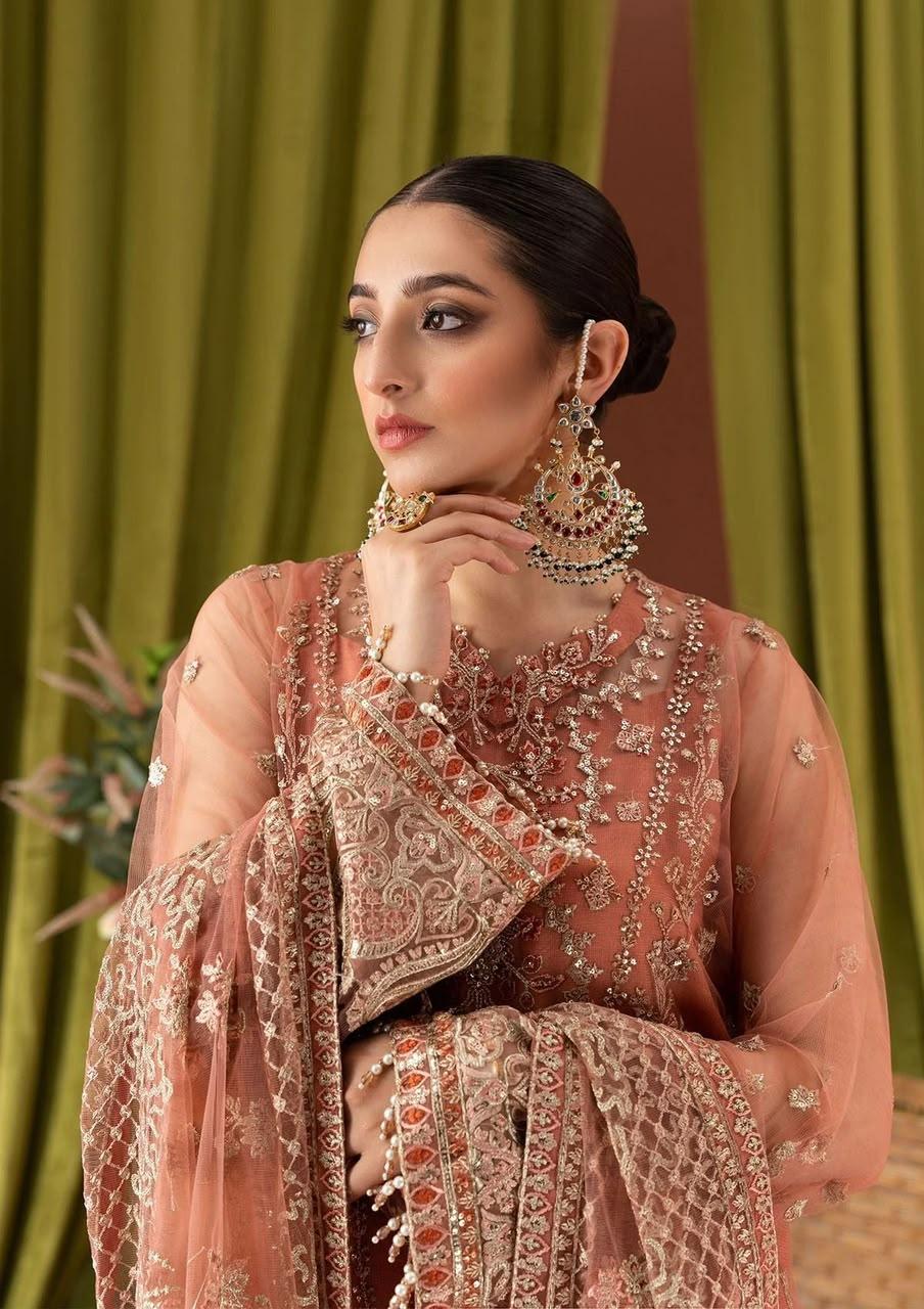 ZAHA Premium Embroidered Organza Suit - Image 4
