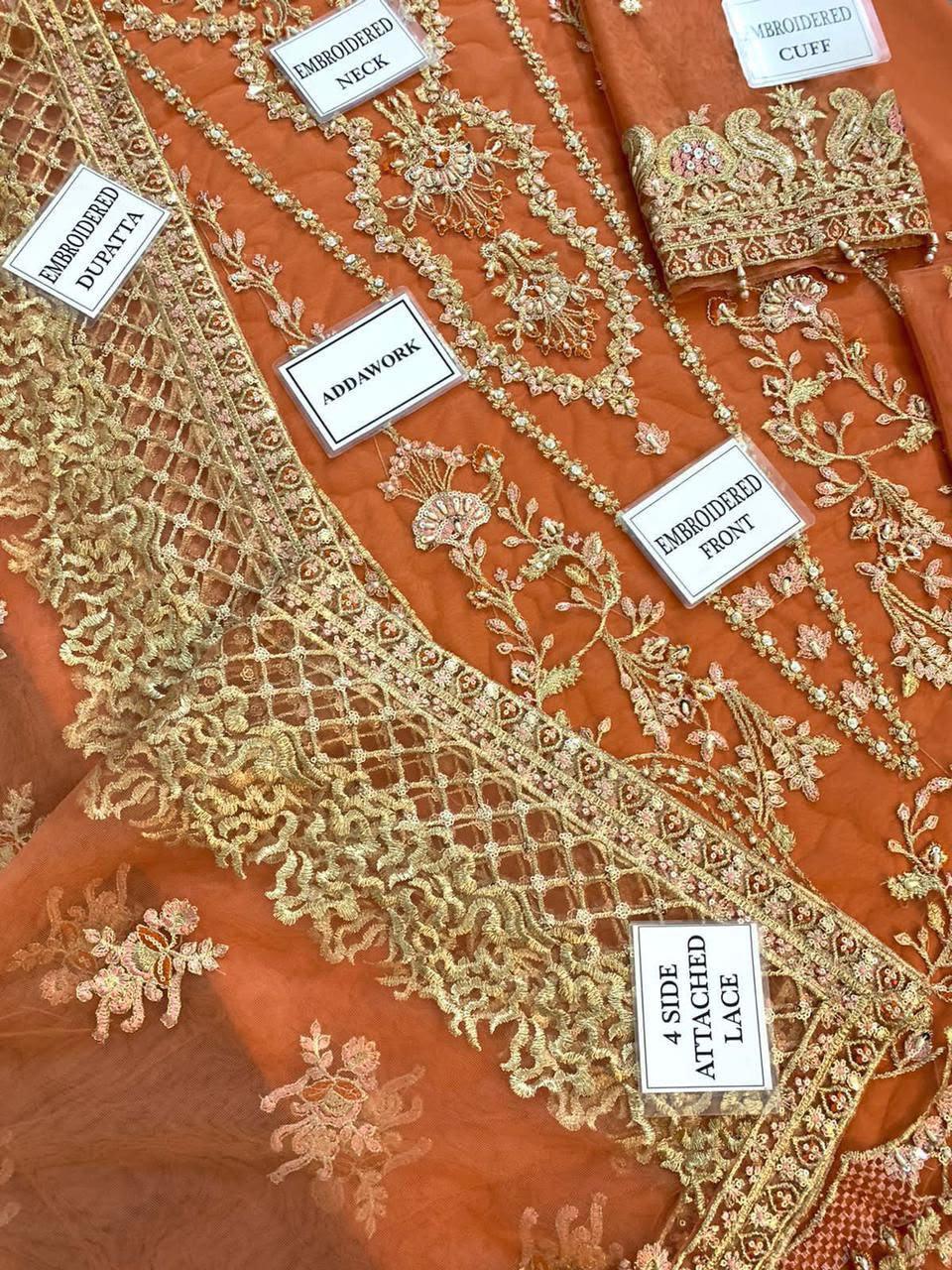 ZAHA Premium Embroidered Organza Suit - Image 5