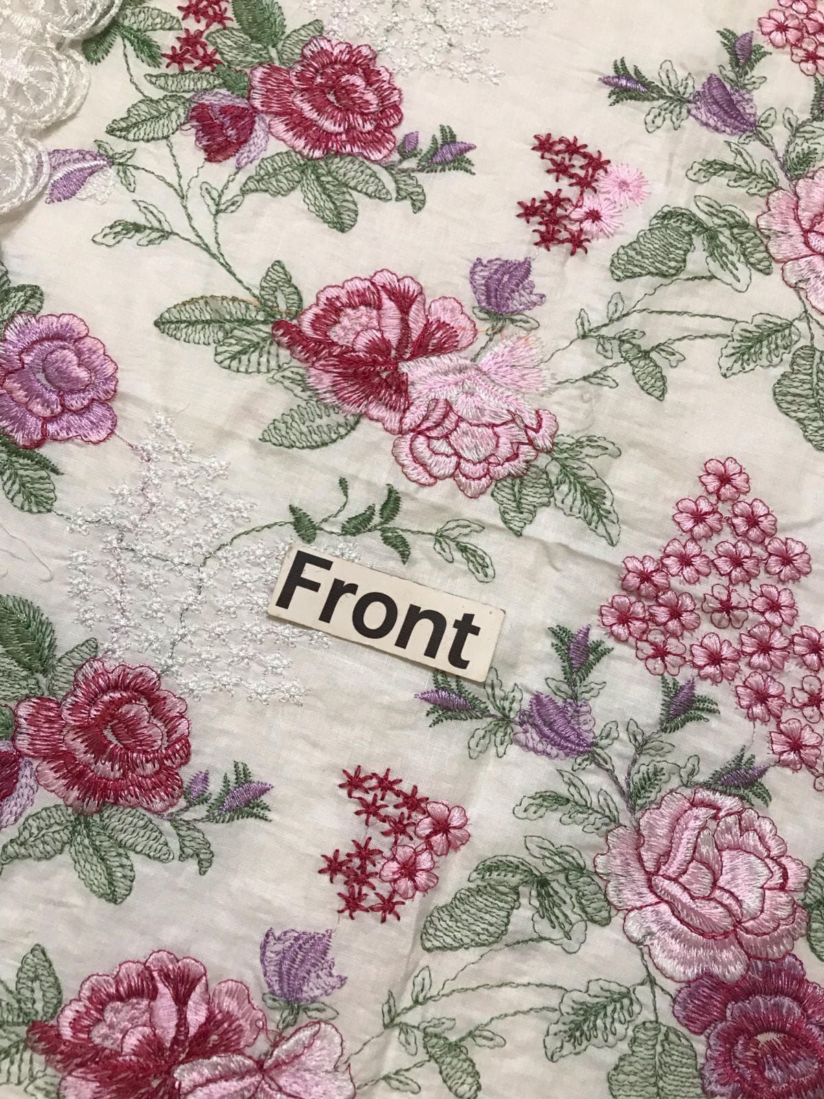 AHMOZI Premium Embroidered Floral Cotton Suit with Organza Dupatta - Image 5