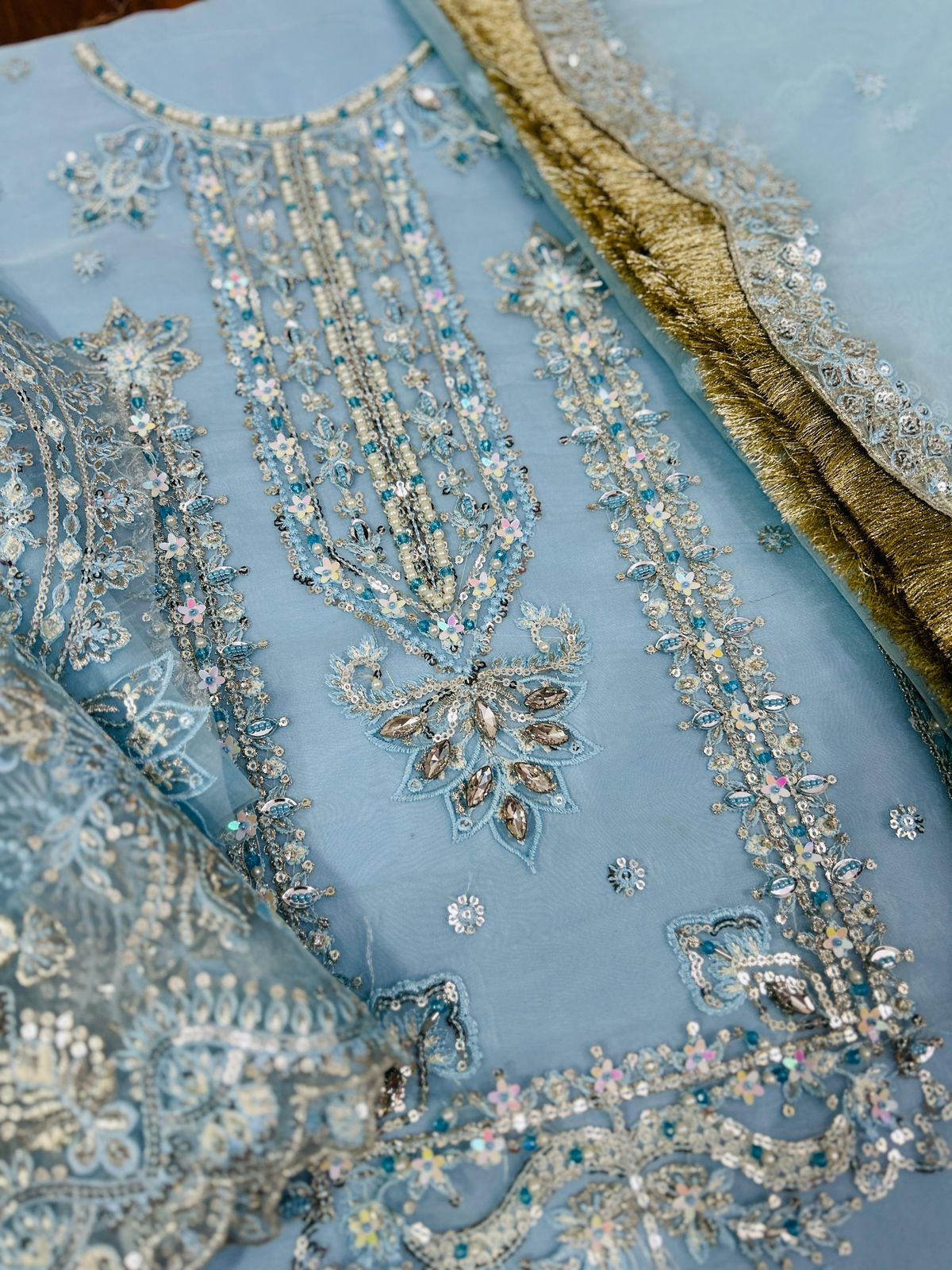 Luxury Embroidered Chiffon Formal Suit - Image 6