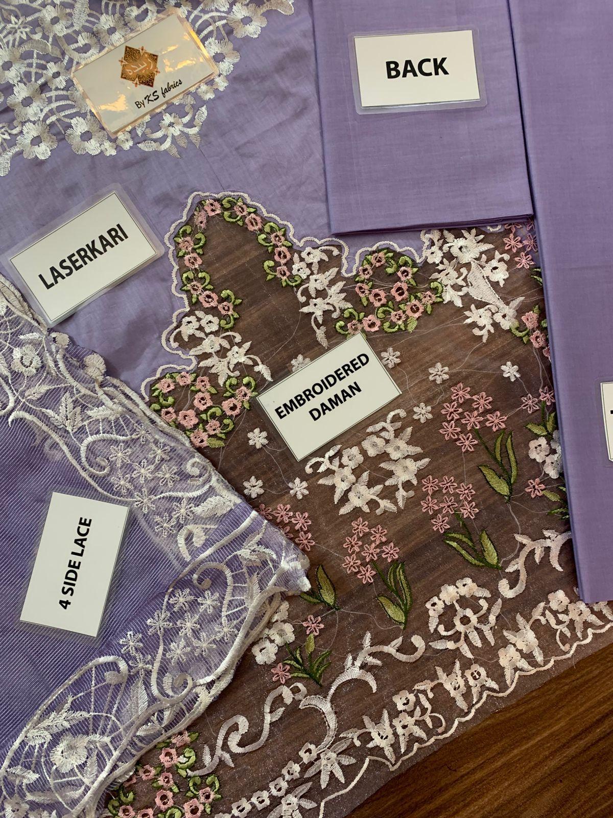 RS FABRICS Luxury Laserkari & Embroidered Khaddi Net Suit - Image 9