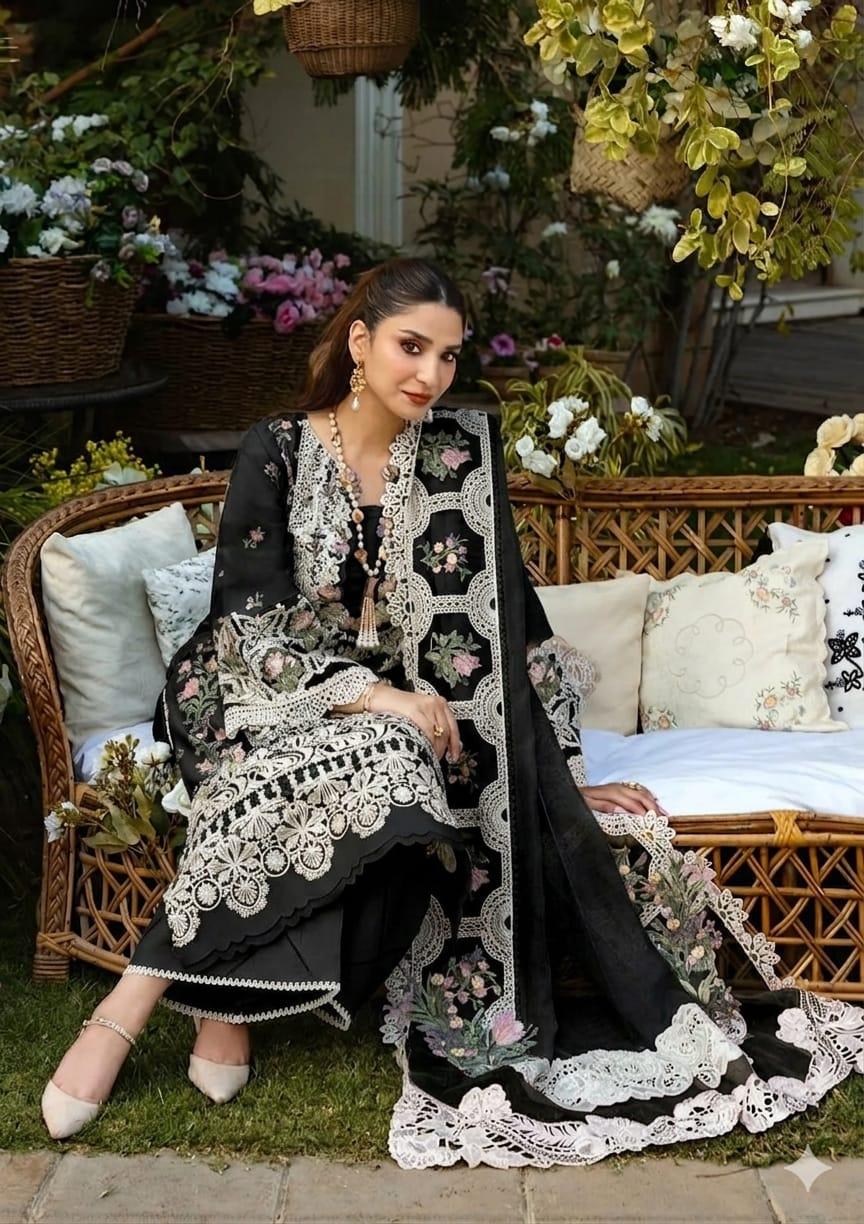 Elaff Premium Chikankari Embroidered Cotton Suit