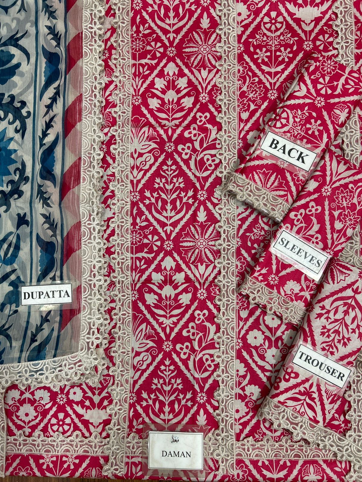 Luxury Blue Embroidered Cotton Chikankari Suit - Image 15
