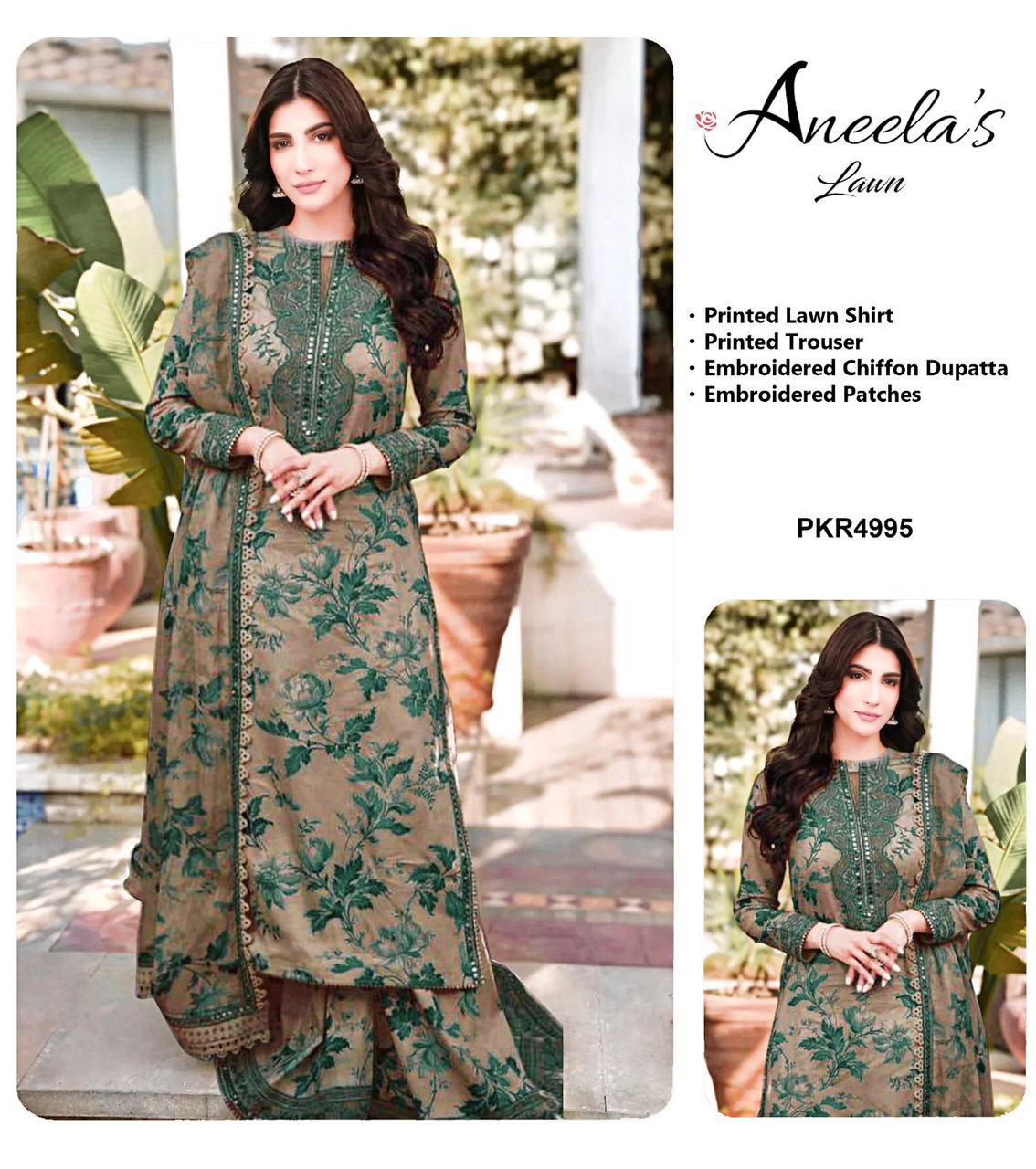 Jawwad Bora Premium Embroidered Lawn Suit with Chiffon Dupatta - Image 9
