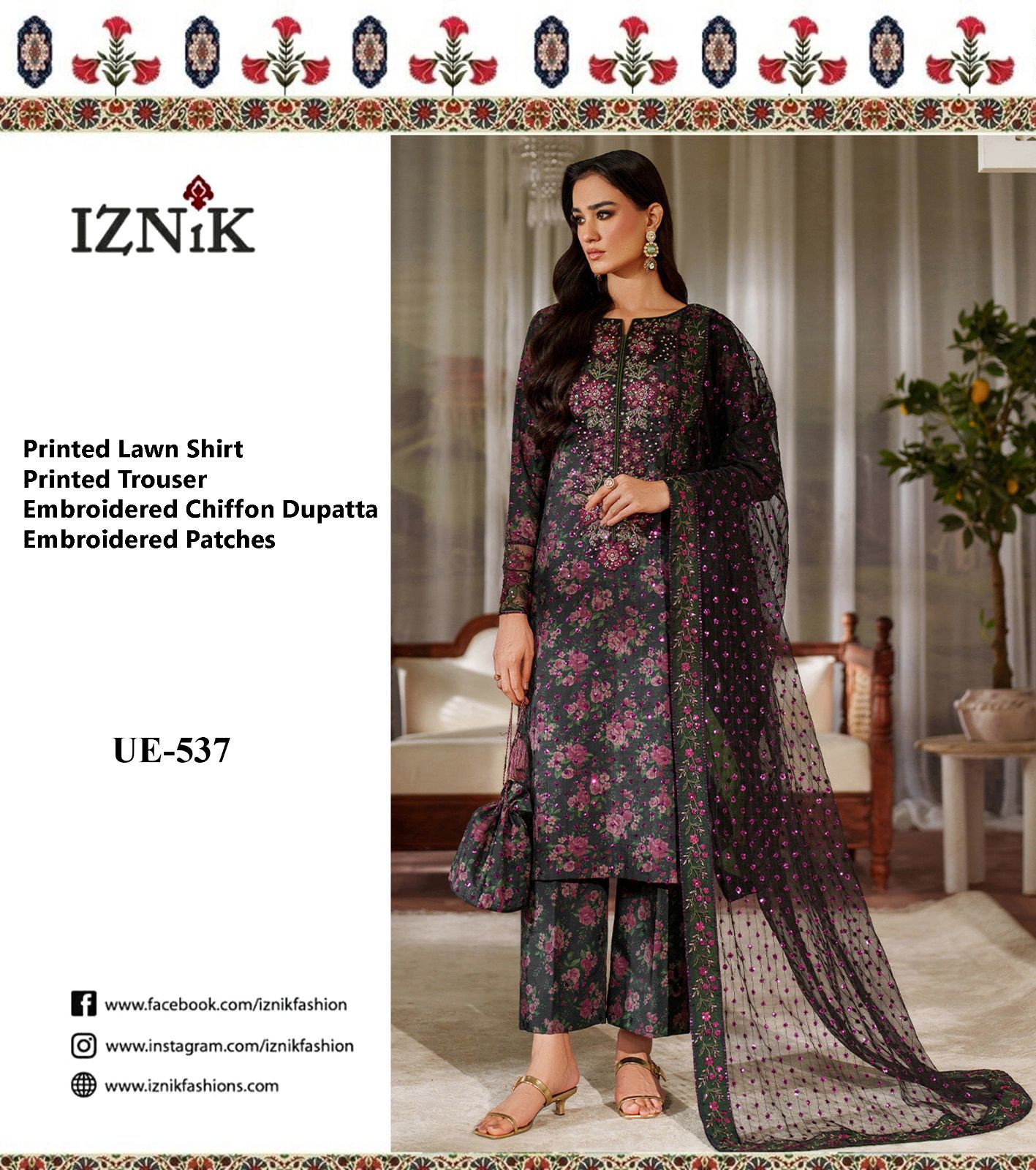 Luxury Blue Embroidered Cotton Chikankari Suit - Image 6