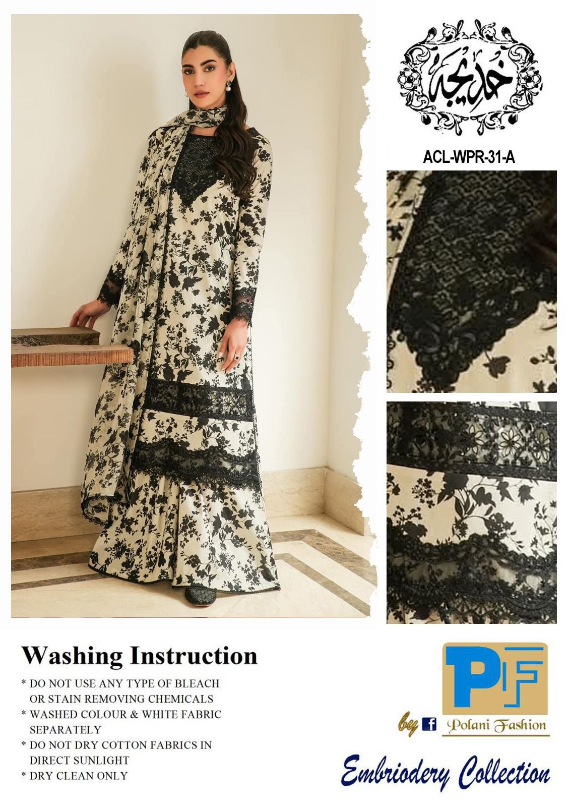 Luxury Blue Embroidered Cotton Chikankari Suit - Image 12