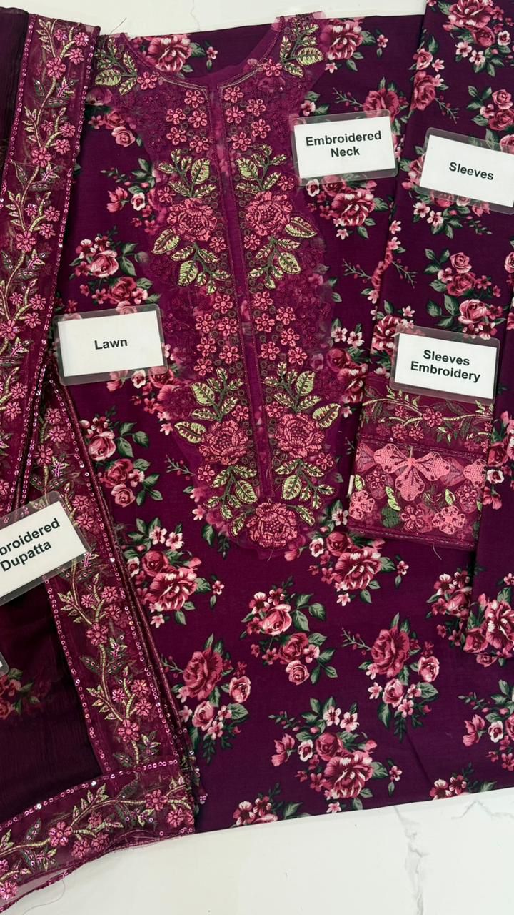Designer Premium Embroidered Cotton Chikankari Suit - Image 16