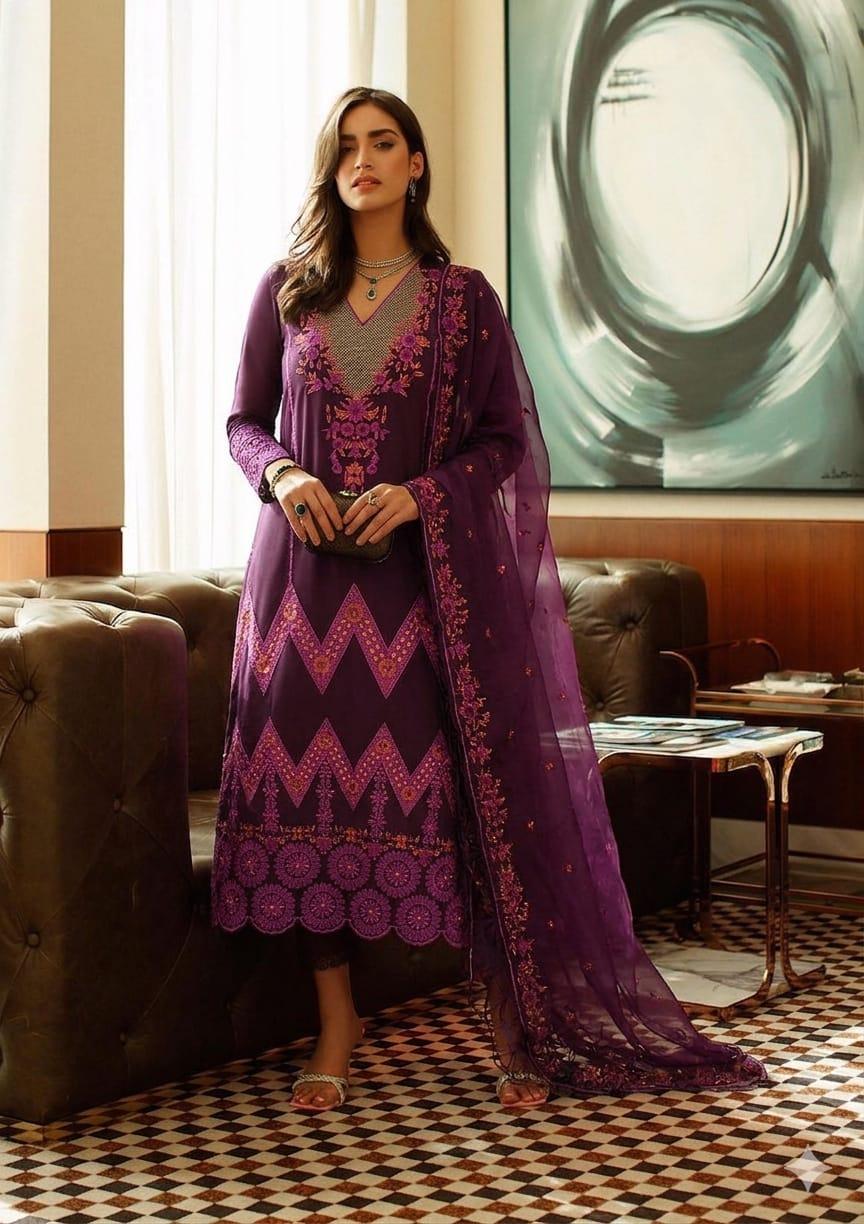 MARIA B. Premium Embroidered Lawn Chikankari Suit - Image 2