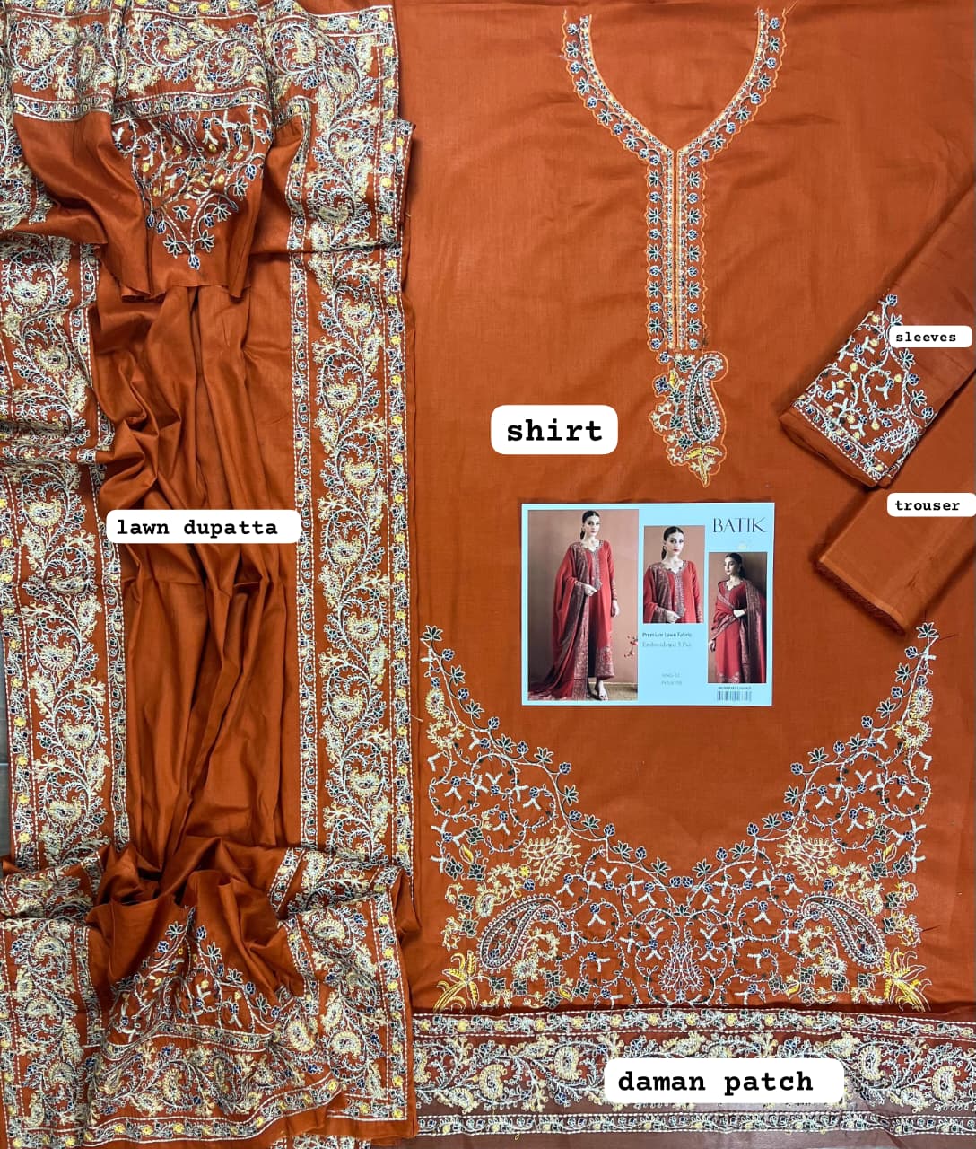 BATIK Premium Embroidered Lawn Suit - Image 3